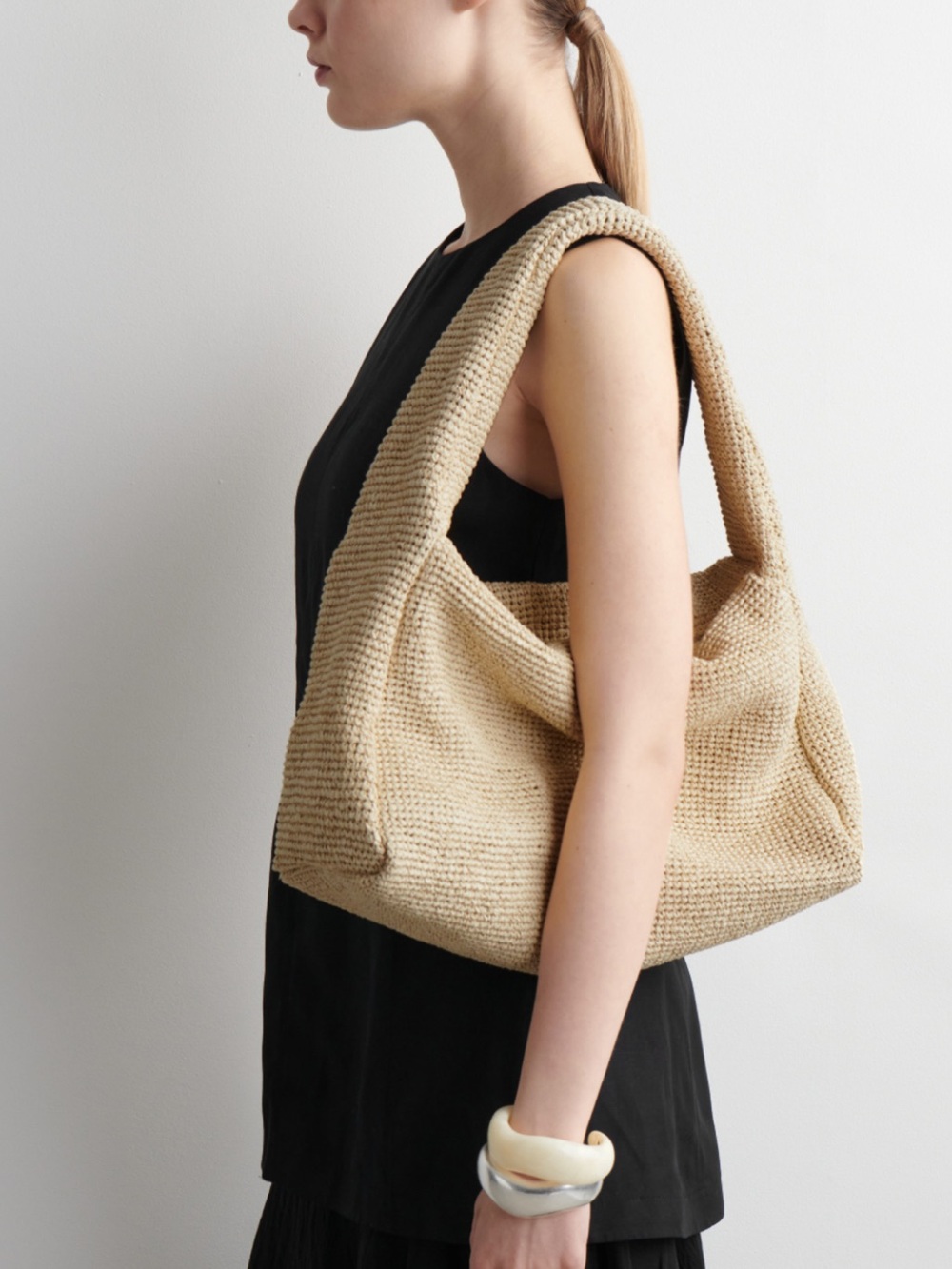 COS Beige Woven Shoulder Bag